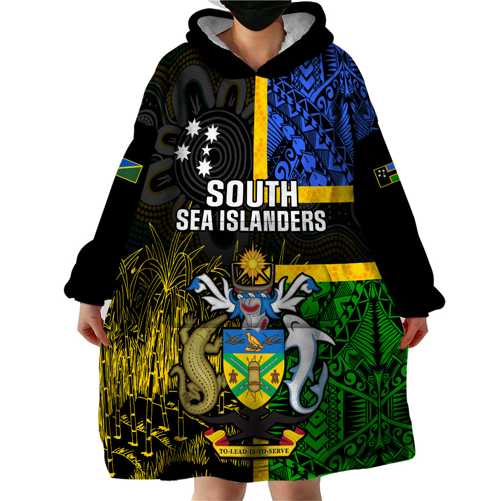 South Sea Islanders Wearable Blanket Hoodie Kanakas With Solomon Islands Coat Of Arms - Vibe Hoodie Shop