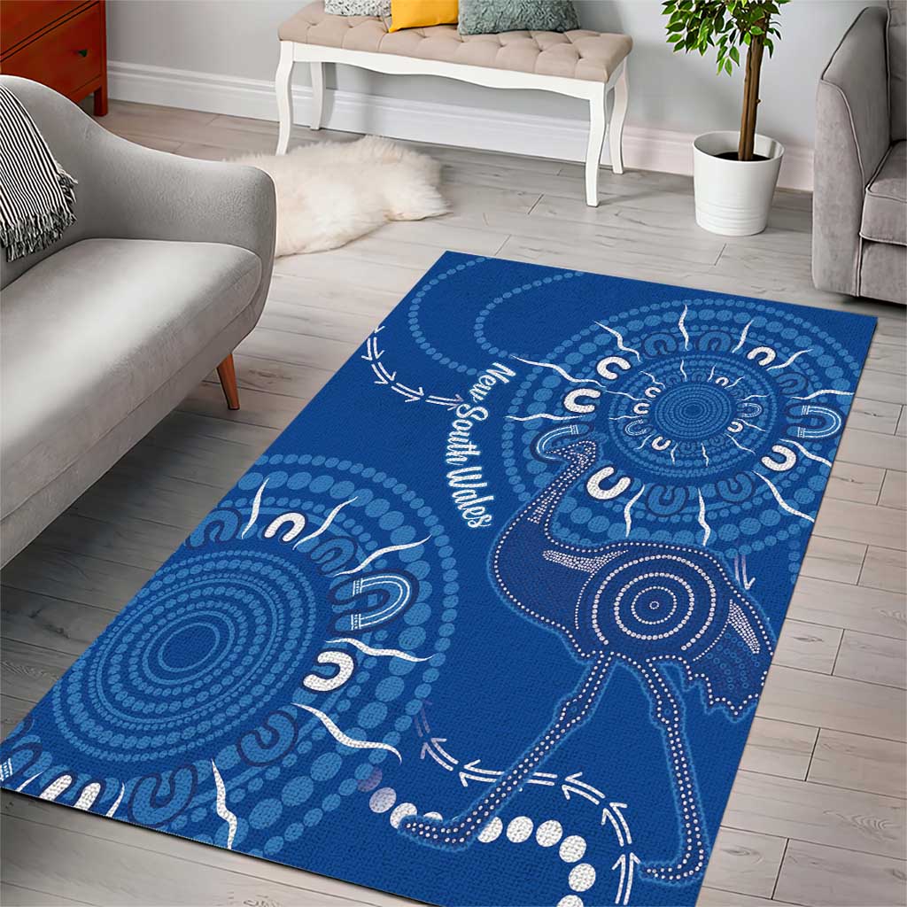 Australia New South Wales Area Rug Aussie Emu With Aboriginal Art - Vibe Hoodie Shop