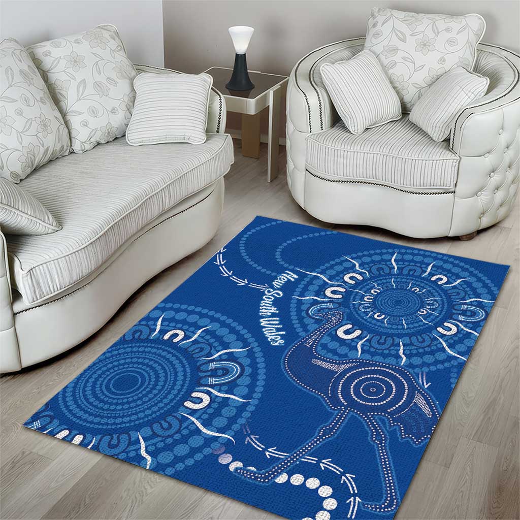 Australia New South Wales Area Rug Aussie Emu With Aboriginal Art - Vibe Hoodie Shop