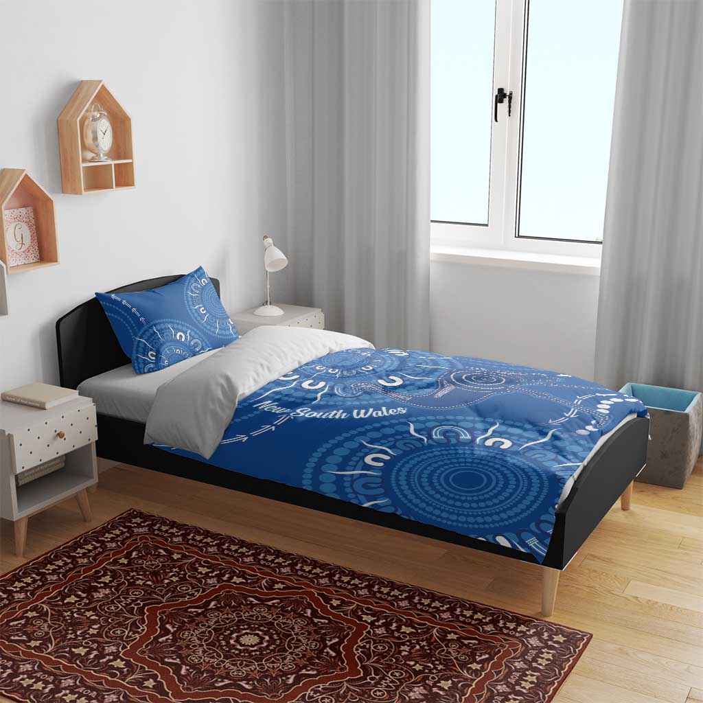 Australia New South Wales Bedding Set Aussie Emu With Aboriginal Art - Vibe Hoodie Shop