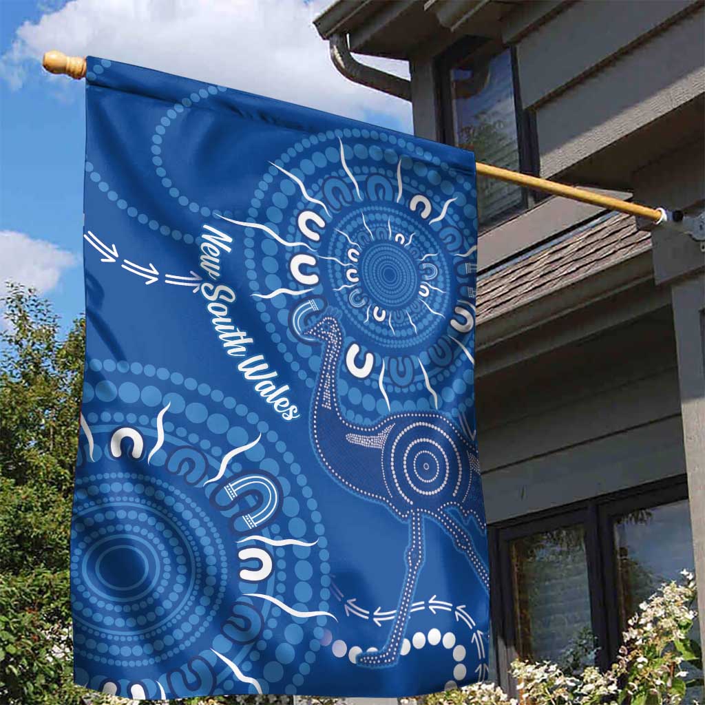 Australia New South Wales Garden Flag Aussie Emu With Aboriginal Art - Vibe Hoodie Shop