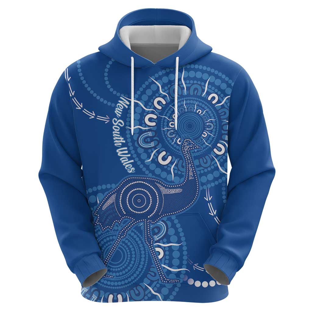 Australia New South Wales Hoodie Aussie Emu With Aboriginal Art - Vibe Hoodie Shop
