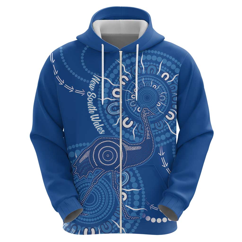 Australia New South Wales Hoodie Aussie Emu With Aboriginal Art - Vibe Hoodie Shop