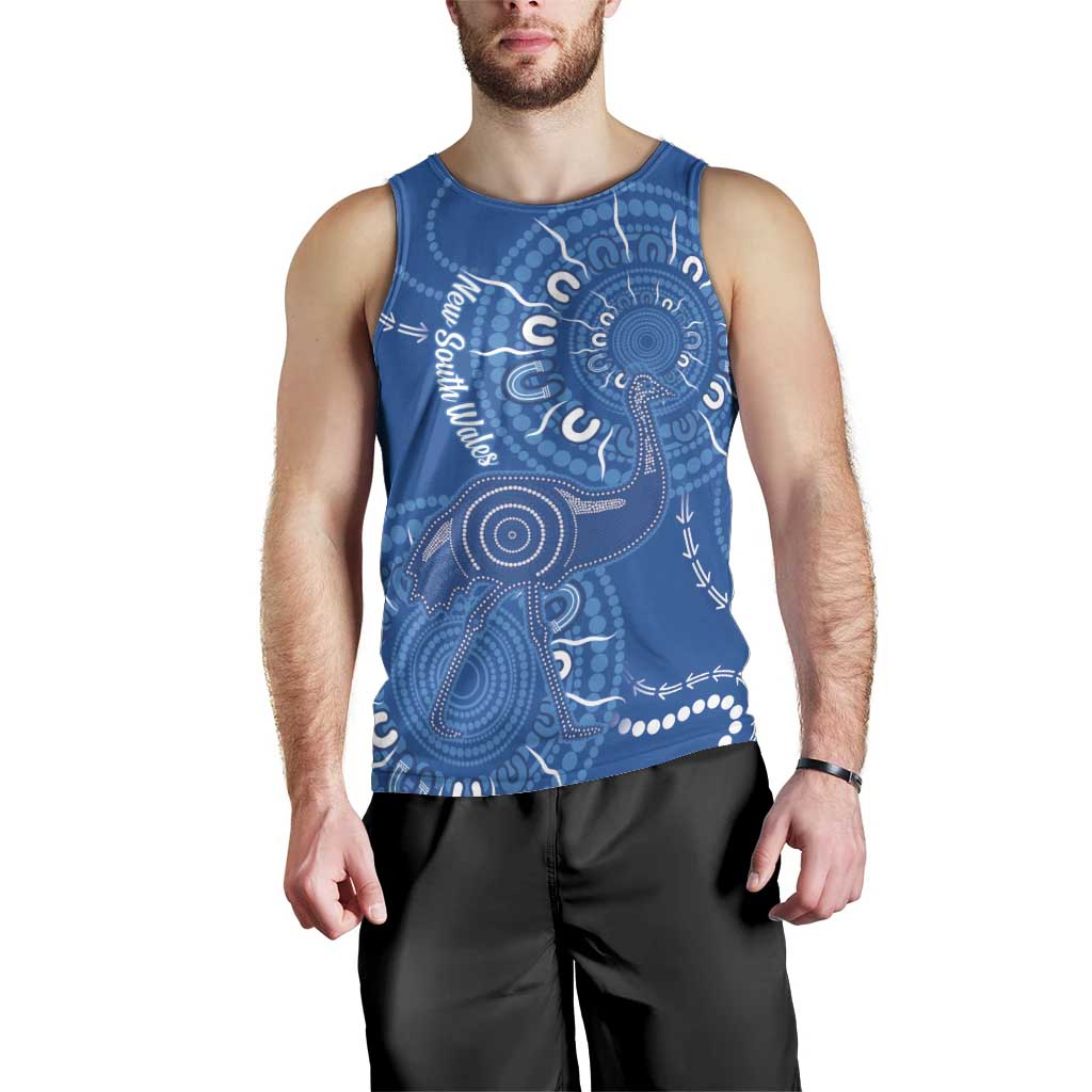 Australia New South Wales Men Tank Top Aussie Emu With Aboriginal Art - Vibe Hoodie Shop