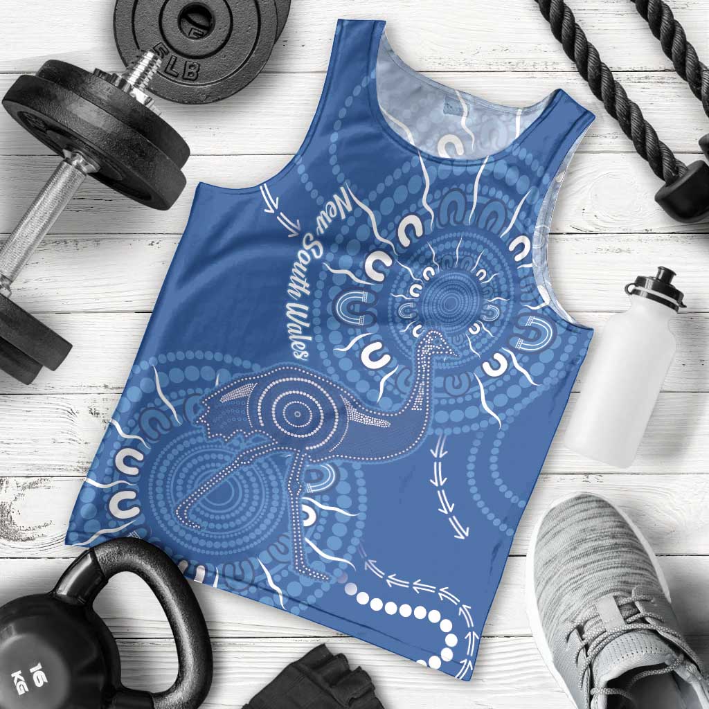 Australia New South Wales Men Tank Top Aussie Emu With Aboriginal Art - Vibe Hoodie Shop