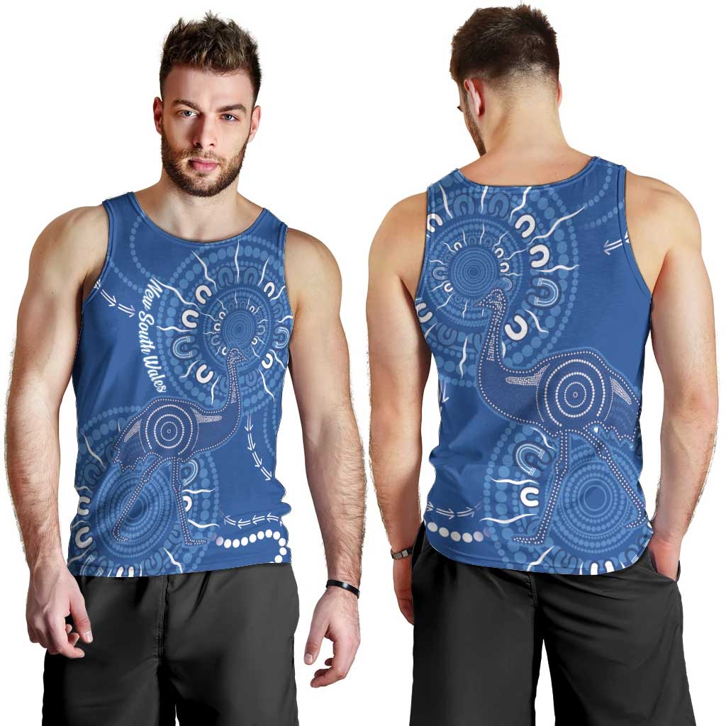Australia New South Wales Men Tank Top Aussie Emu With Aboriginal Art - Vibe Hoodie Shop