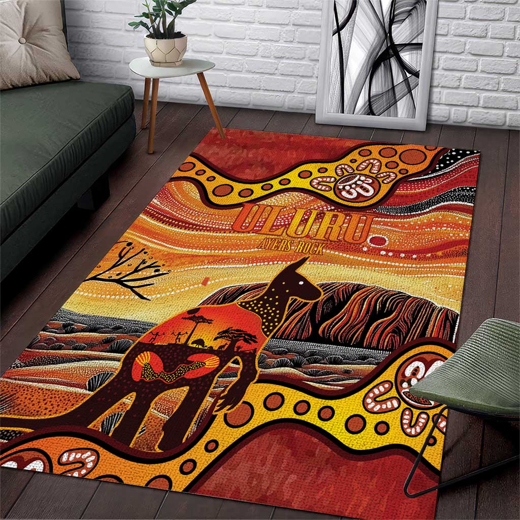 Northern Territory Uluru Area Rug Ayers Rock Kangaroo Aboriginal Art - Vibe Hoodie Shop