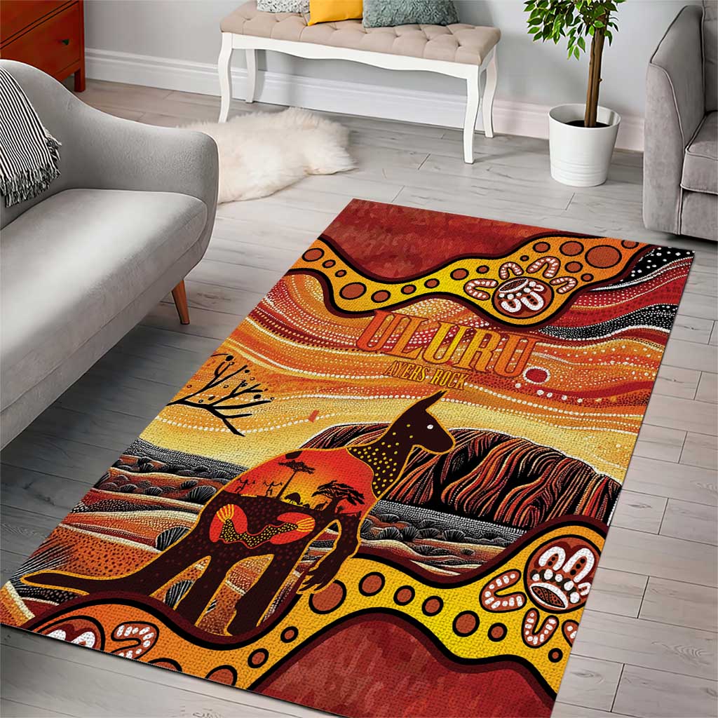 Northern Territory Uluru Area Rug Ayers Rock Kangaroo Aboriginal Art - Vibe Hoodie Shop