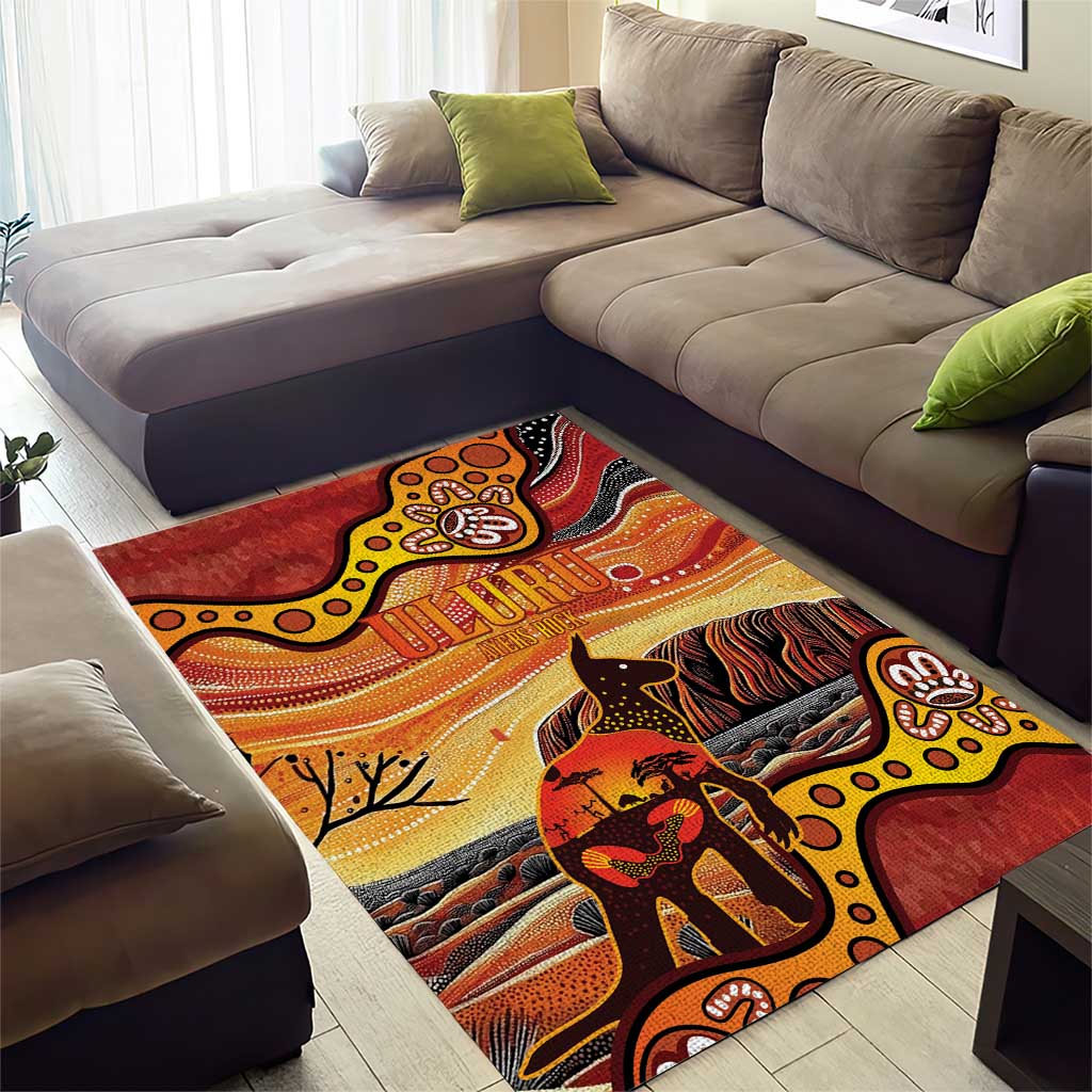 Northern Territory Uluru Area Rug Ayers Rock Kangaroo Aboriginal Art - Vibe Hoodie Shop