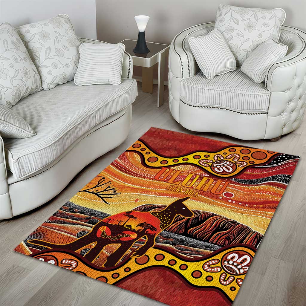 Northern Territory Uluru Area Rug Ayers Rock Kangaroo Aboriginal Art - Vibe Hoodie Shop