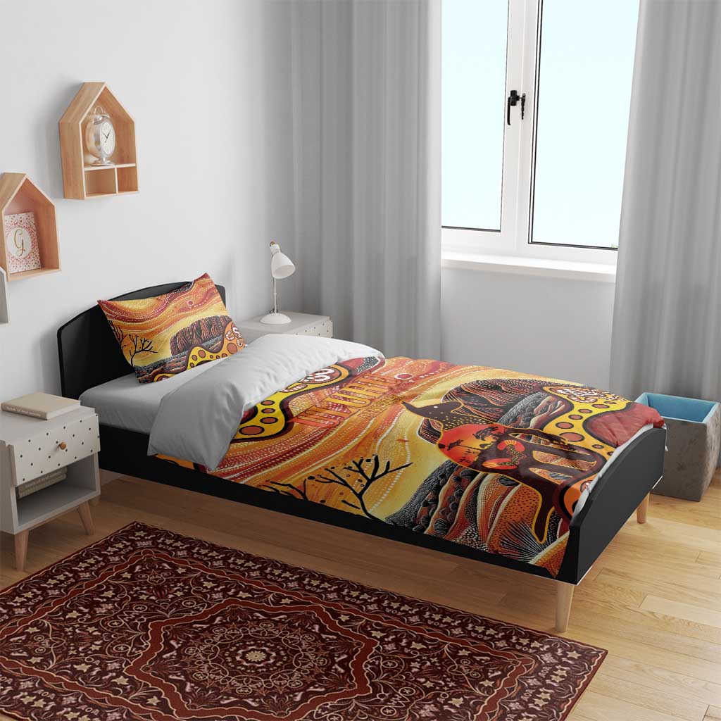 Northern Territory Uluru Bedding Set Ayers Rock Kangaroo Aboriginal Art - Vibe Hoodie Shop