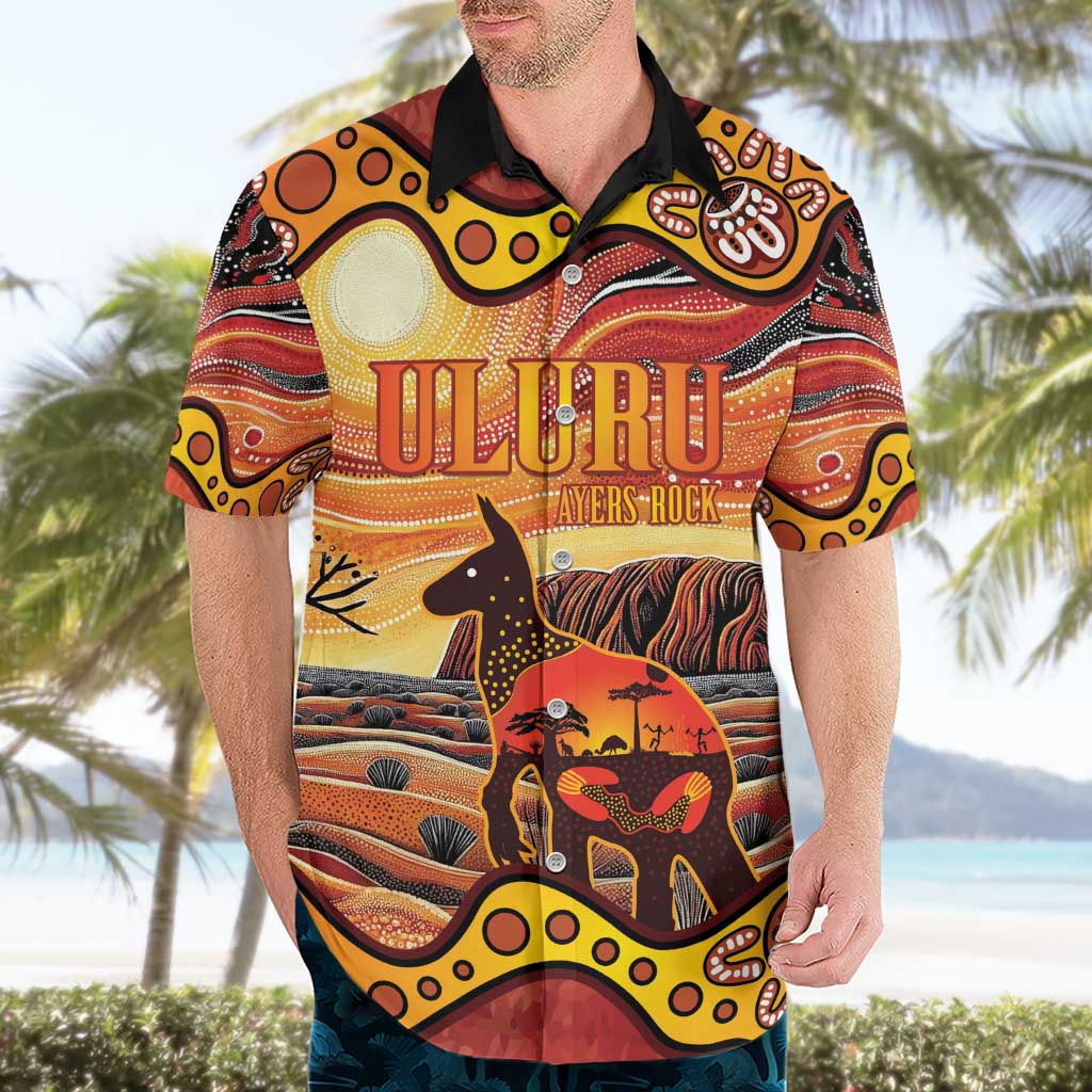 Northern Territory Uluru Hawaiian Shirt Ayers Rock Kangaroo Aboriginal Art - Vibe Hoodie Shop