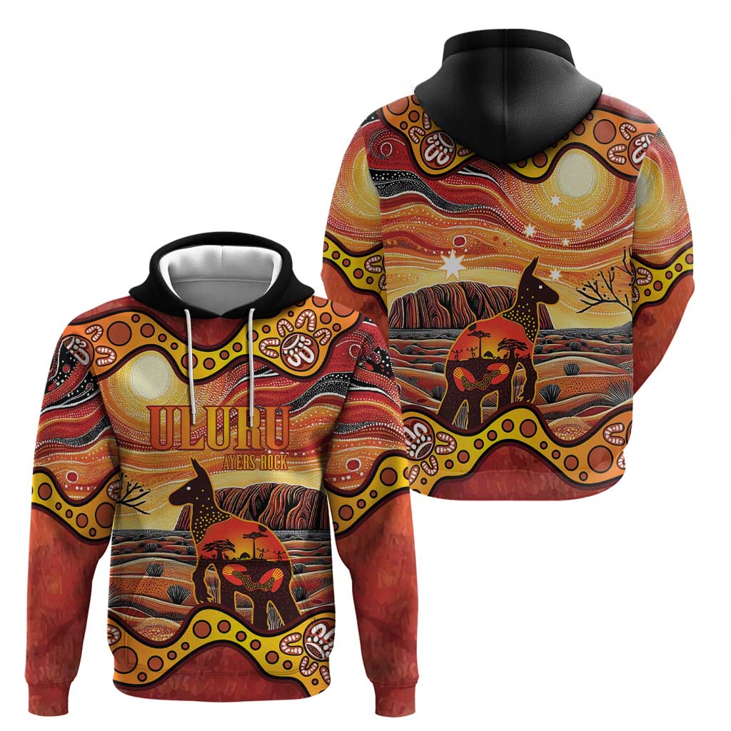 Northern Territory Uluru Hoodie Ayers Rock Kangaroo Aboriginal Art - Vibe Hoodie Shop