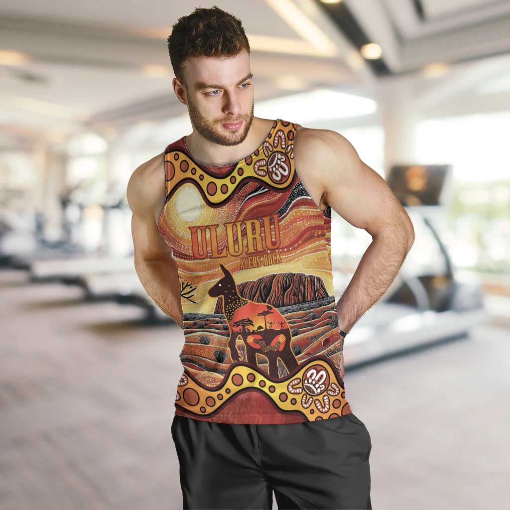 Northern Territory Uluru Men Tank Top Ayers Rock Kangaroo Aboriginal Art - Vibe Hoodie Shop