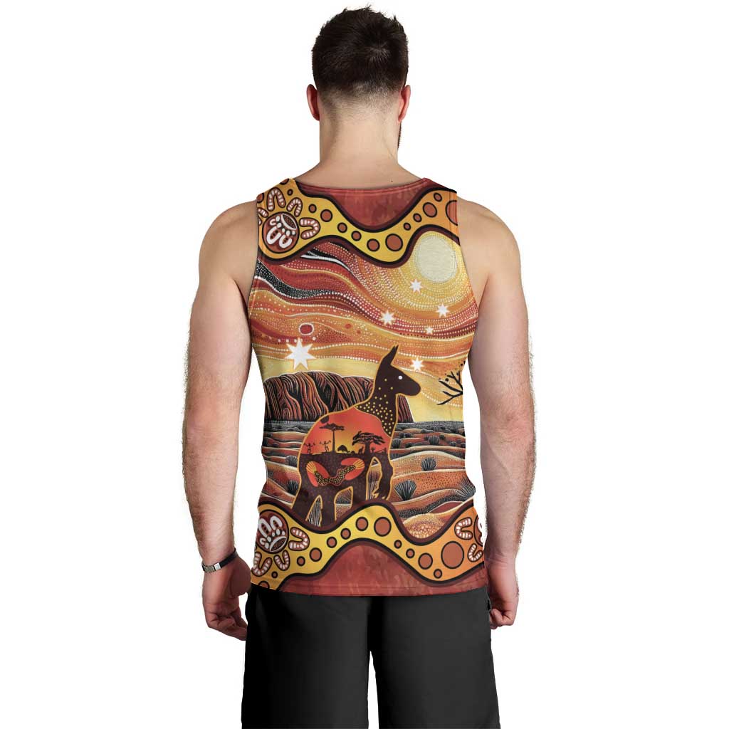 Northern Territory Uluru Men Tank Top Ayers Rock Kangaroo Aboriginal Art - Vibe Hoodie Shop