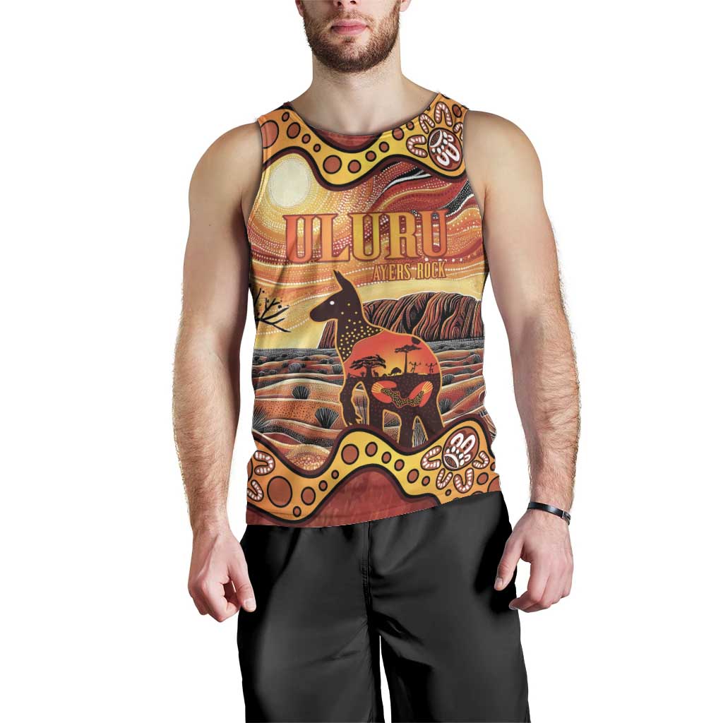 Northern Territory Uluru Men Tank Top Ayers Rock Kangaroo Aboriginal Art - Vibe Hoodie Shop