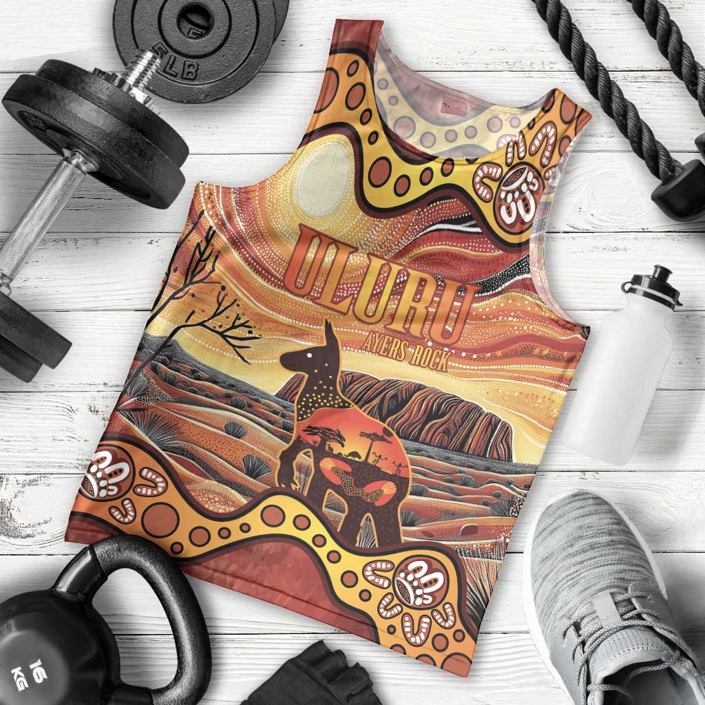 Northern Territory Uluru Men Tank Top Ayers Rock Kangaroo Aboriginal Art - Vibe Hoodie Shop