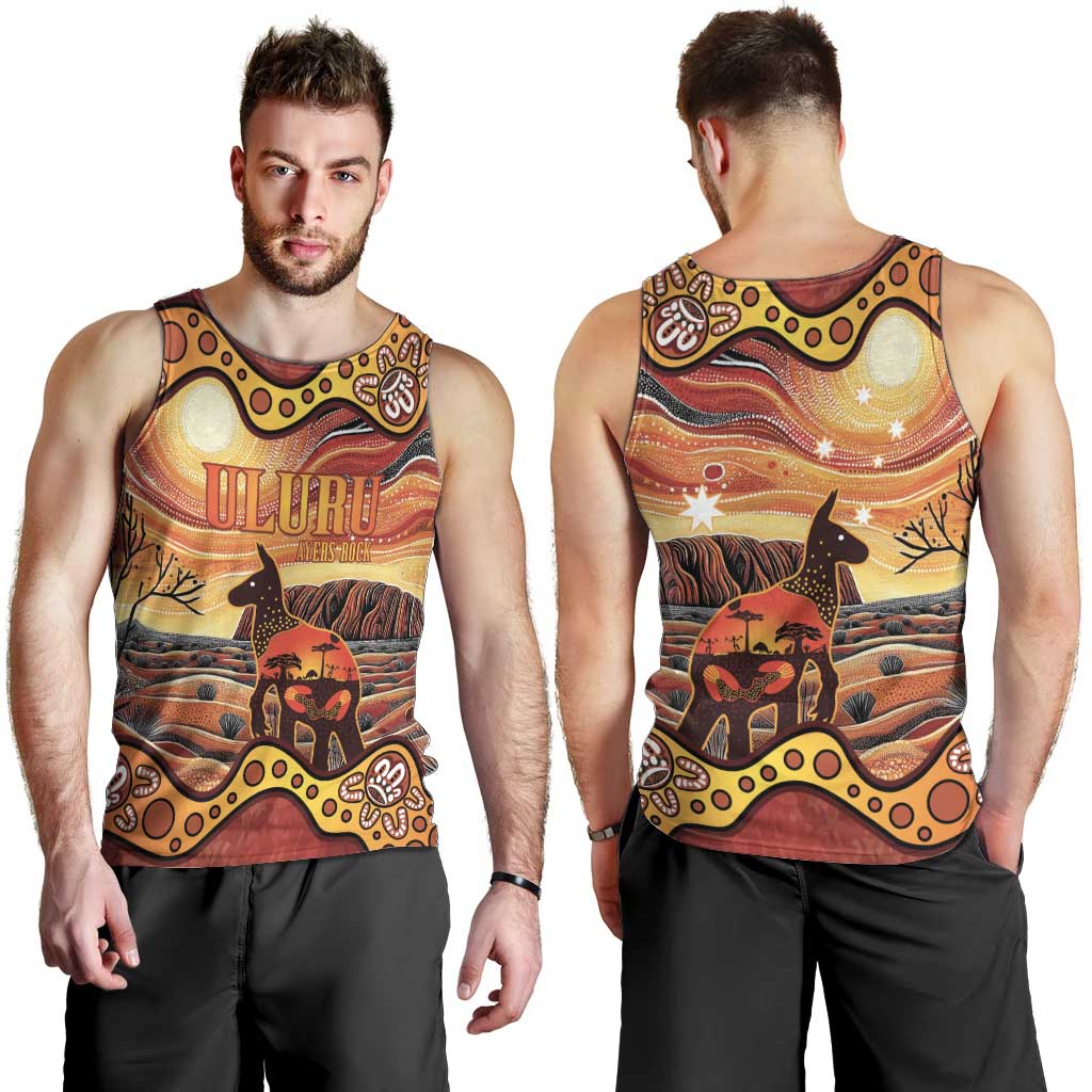 Northern Territory Uluru Men Tank Top Ayers Rock Kangaroo Aboriginal Art - Vibe Hoodie Shop