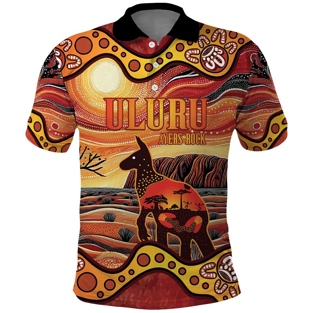 Northern Territory Uluru Polo Shirt Ayers Rock Kangaroo Aboriginal Art - Vibe Hoodie Shop