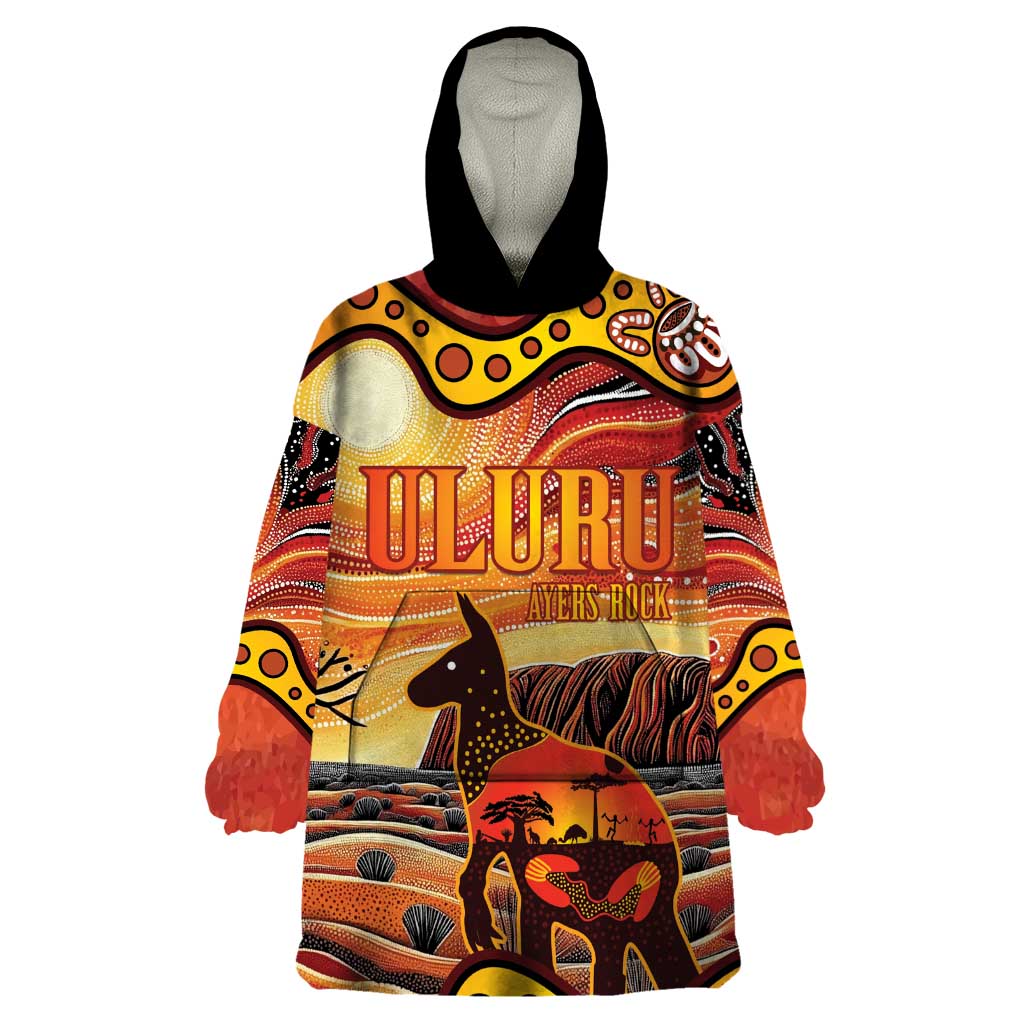 Northern Territory Uluru Wearable Blanket Hoodie Ayers Rock Kangaroo Aboriginal Art - Vibe Hoodie Shop