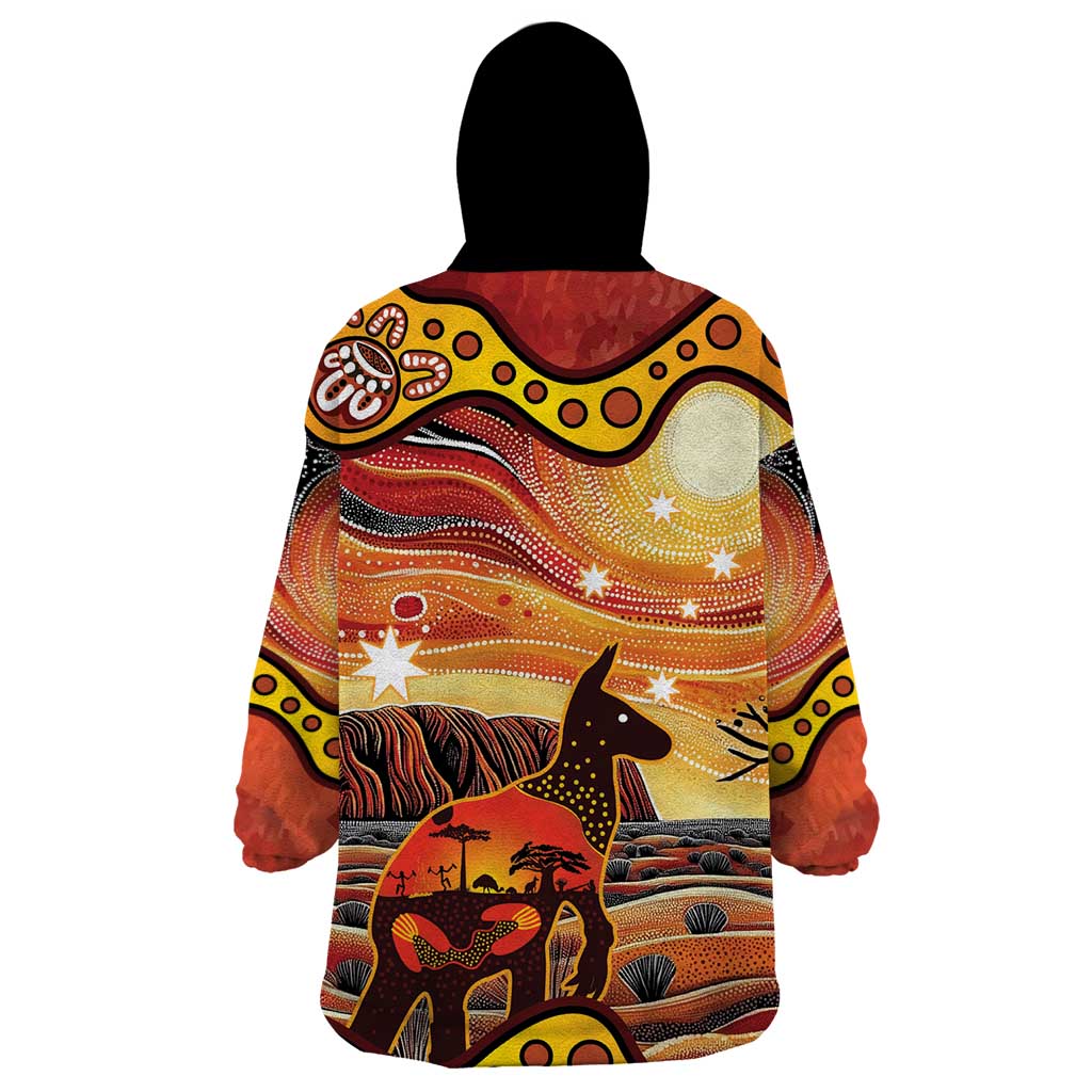 Northern Territory Uluru Wearable Blanket Hoodie Ayers Rock Kangaroo Aboriginal Art - Vibe Hoodie Shop