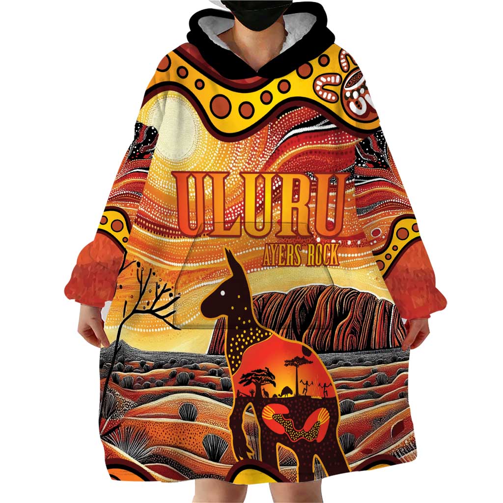 Northern Territory Uluru Wearable Blanket Hoodie Ayers Rock Kangaroo Aboriginal Art - Vibe Hoodie Shop
