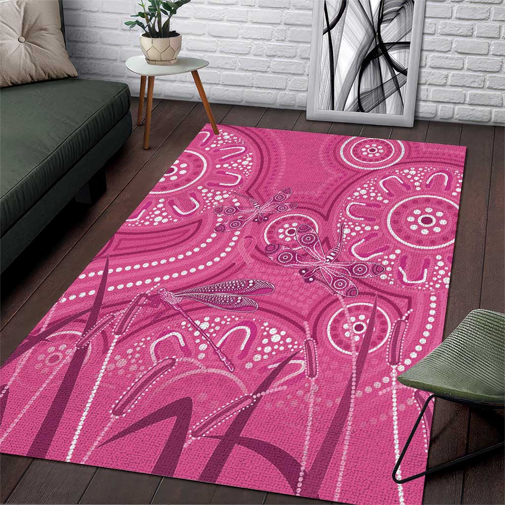 Australia Indigenous Pink Month Area Rug Breast Cancer Aboriginal Dragonflies Ribbon - Vibe Hoodie