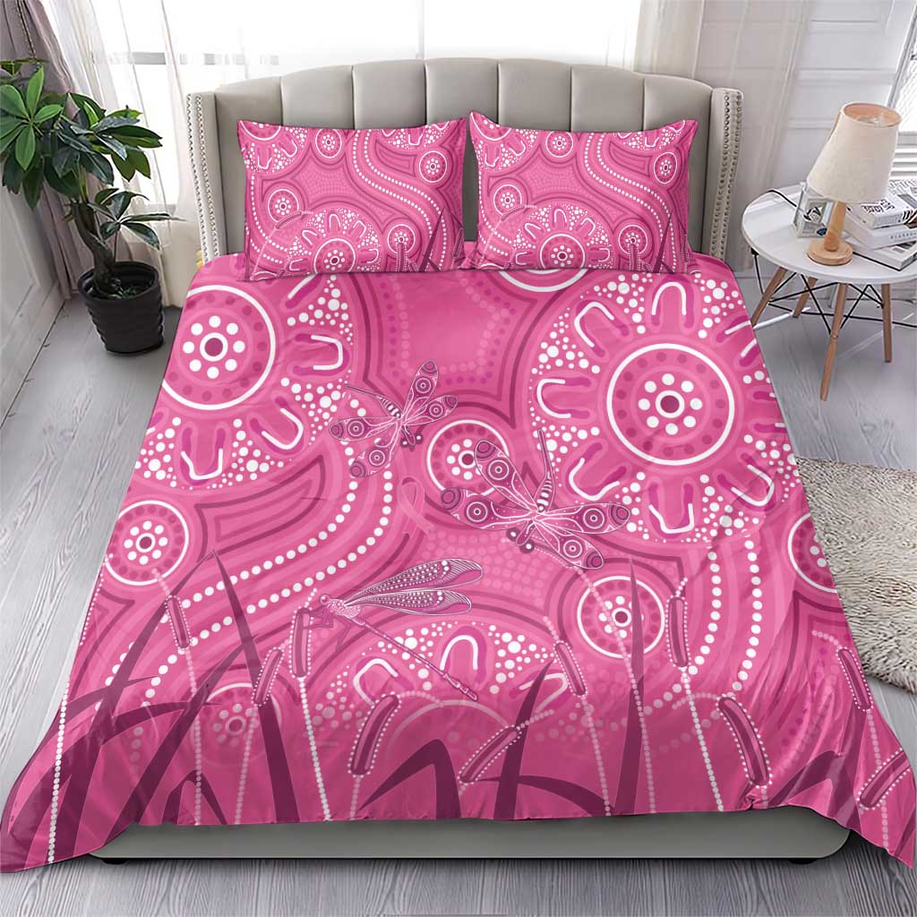 Australia Indigenous Pink Month Bedding Set Breast Cancer Aboriginal Dragonflies Ribbon - Vibe Hoodie