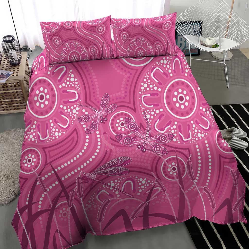Australia Indigenous Pink Month Bedding Set Breast Cancer Aboriginal Dragonflies Ribbon - Vibe Hoodie