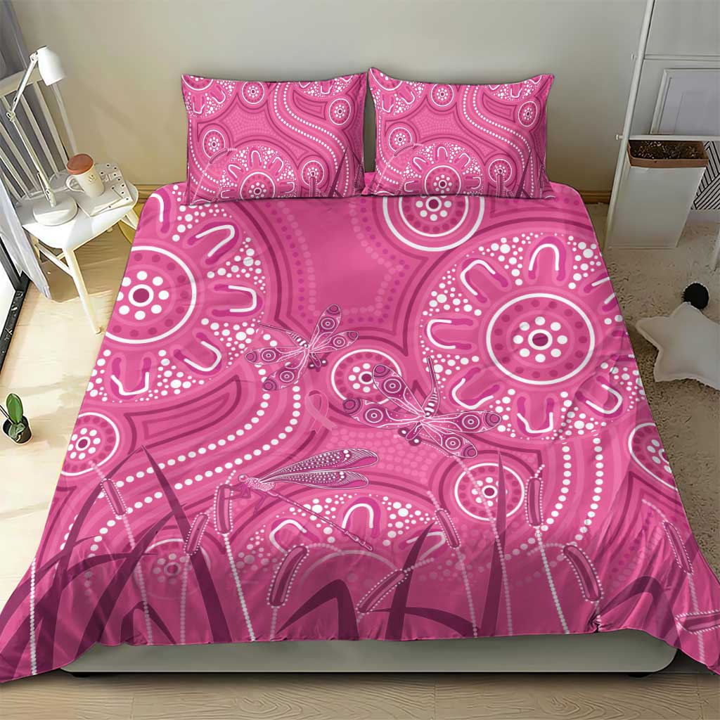 Australia Indigenous Pink Month Bedding Set Breast Cancer Aboriginal Dragonflies Ribbon - Vibe Hoodie