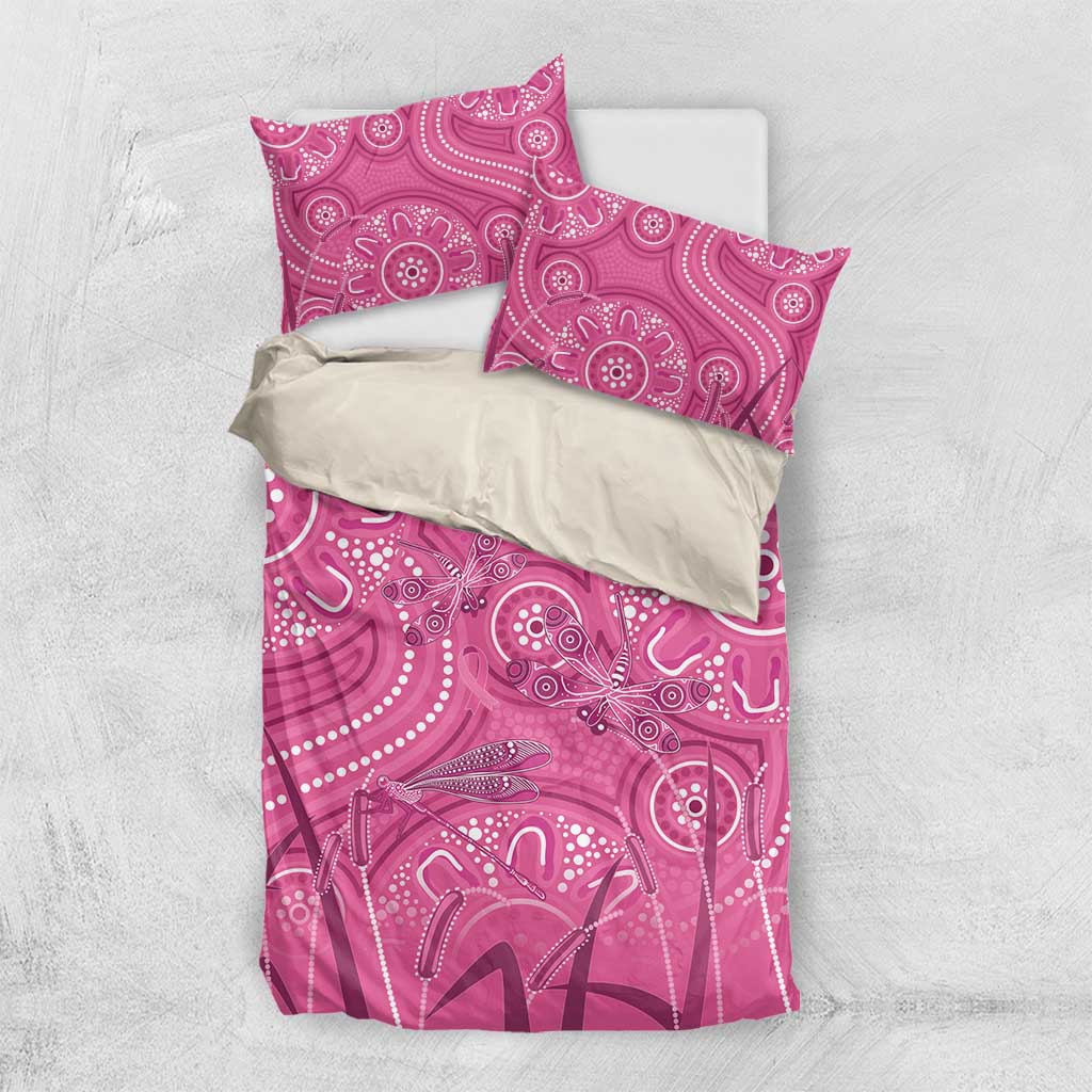 Australia Indigenous Pink Month Bedding Set Breast Cancer Aboriginal Dragonflies Ribbon - Vibe Hoodie