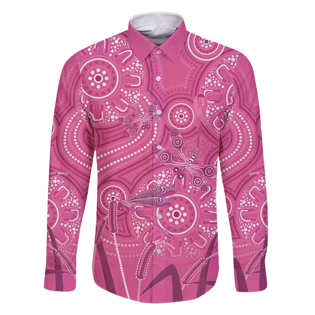Australia Indigenous Pink Month Family Matching Off Shoulder Short Dress and Hawaiian Shirt Breast Cancer Aboriginal Dragonflies Ribbon - Vibe Hoodie