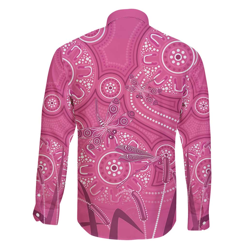Australia Indigenous Pink Month Family Matching Puletasi and Hawaiian Shirt Breast Cancer Aboriginal Dragonflies Ribbon - Vibe Hoodie