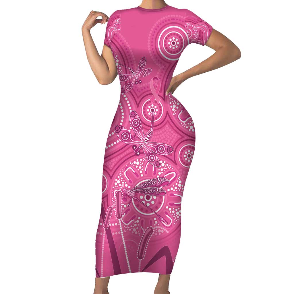 Australia Indigenous Pink Month Family Matching Short Sleeve Bodycon Dress and Hawaiian Shirt Breast Cancer Aboriginal Dragonflies Ribbon - Vibe Hoodie