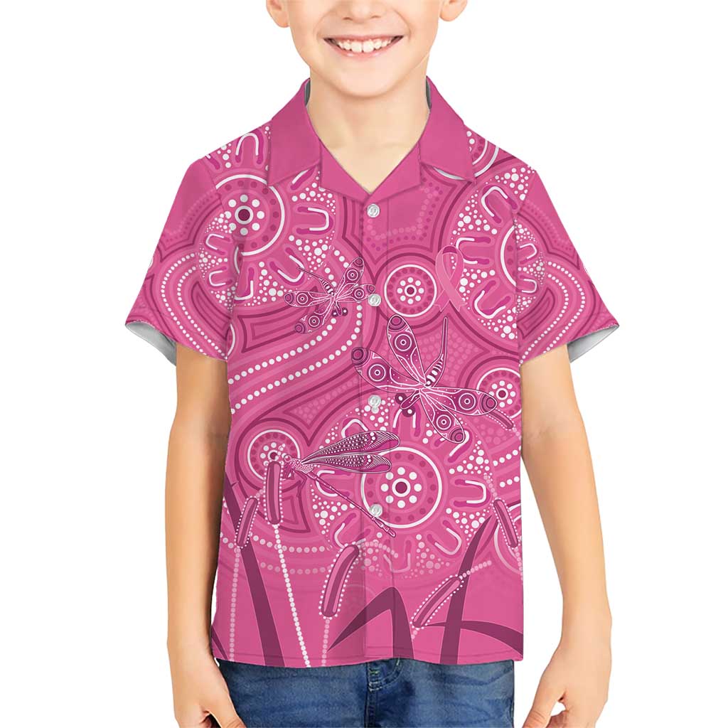 Australia Indigenous Pink Month Family Matching Short Sleeve Bodycon Dress and Hawaiian Shirt Breast Cancer Aboriginal Dragonflies Ribbon - Vibe Hoodie