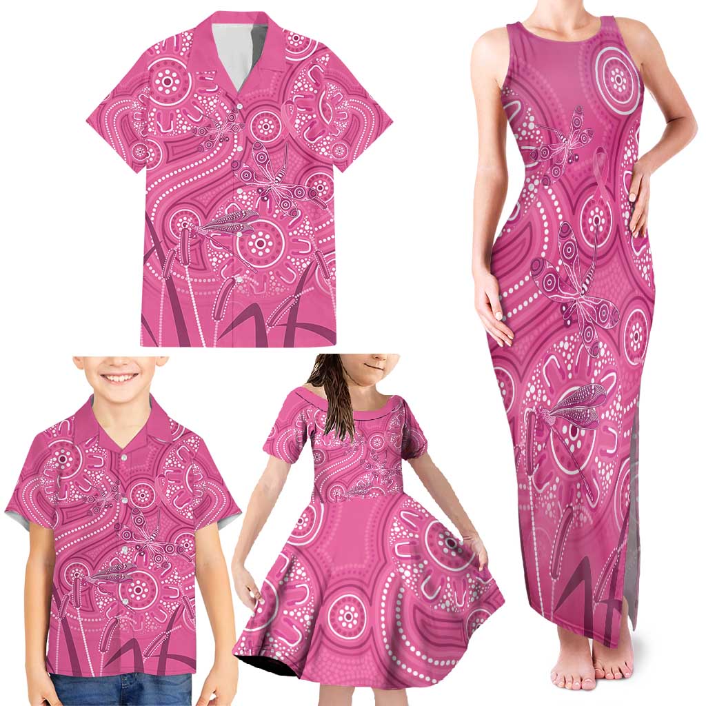 Australia Indigenous Pink Month Family Matching Tank Maxi Dress and Hawaiian Shirt Breast Cancer Aboriginal Dragonflies Ribbon - Vibe Hoodie