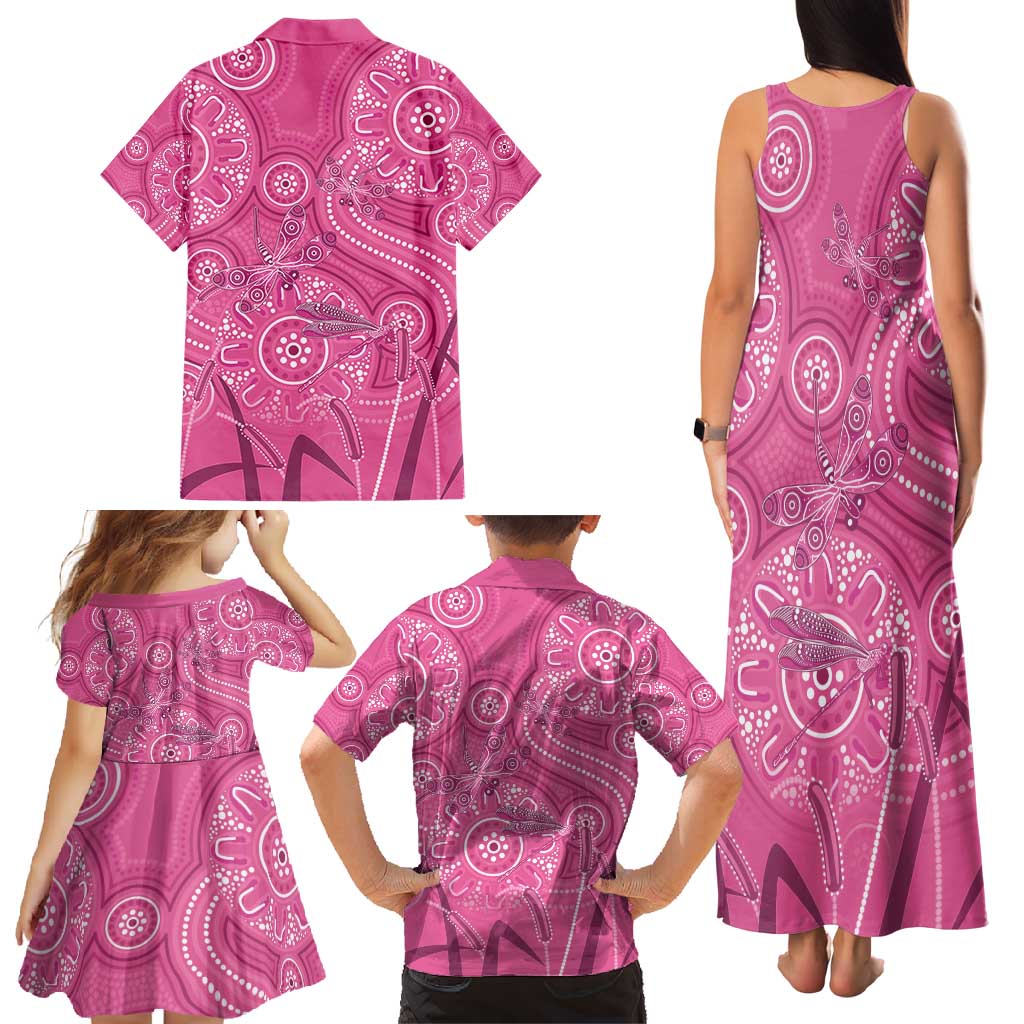 Australia Indigenous Pink Month Family Matching Tank Maxi Dress and Hawaiian Shirt Breast Cancer Aboriginal Dragonflies Ribbon - Vibe Hoodie