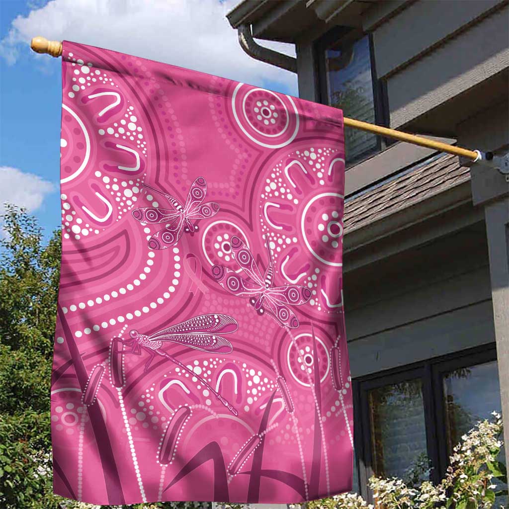 Australia Indigenous Pink Month Garden Flag Breast Cancer Aboriginal Dragonflies Ribbon - Vibe Hoodie