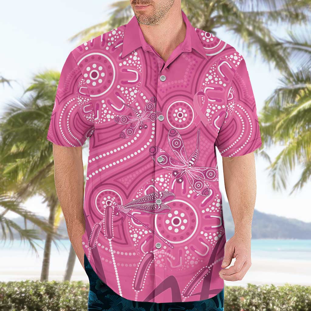Australia Indigenous Pink Month Hawaiian Shirt Breast Cancer Aboriginal Dragonflies Ribbon - Vibe Hoodie
