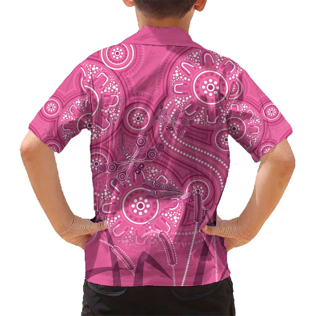 Australia Indigenous Pink Month Kid Hawaiian Shirt Breast Cancer Aboriginal Dragonflies Ribbon - Vibe Hoodie
