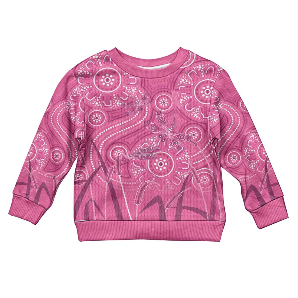 Australia Indigenous Pink Month Kid Ugly Christmas Sweater Breast Cancer Aboriginal Dragonflies Ribbon - Vibe Hoodie