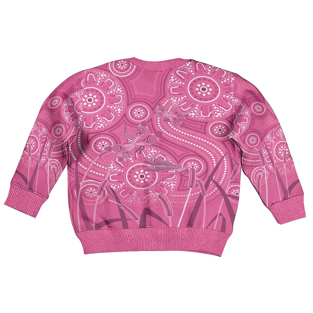 Australia Indigenous Pink Month Kid Ugly Christmas Sweater Breast Cancer Aboriginal Dragonflies Ribbon - Vibe Hoodie