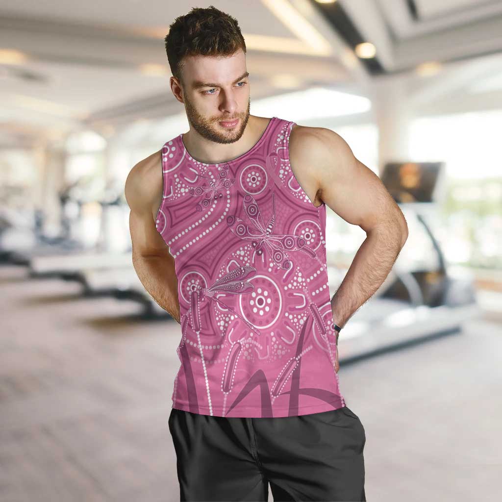 Australia Indigenous Pink Month Men Tank Top Breast Cancer Aboriginal Dragonflies Ribbon - Vibe Hoodie