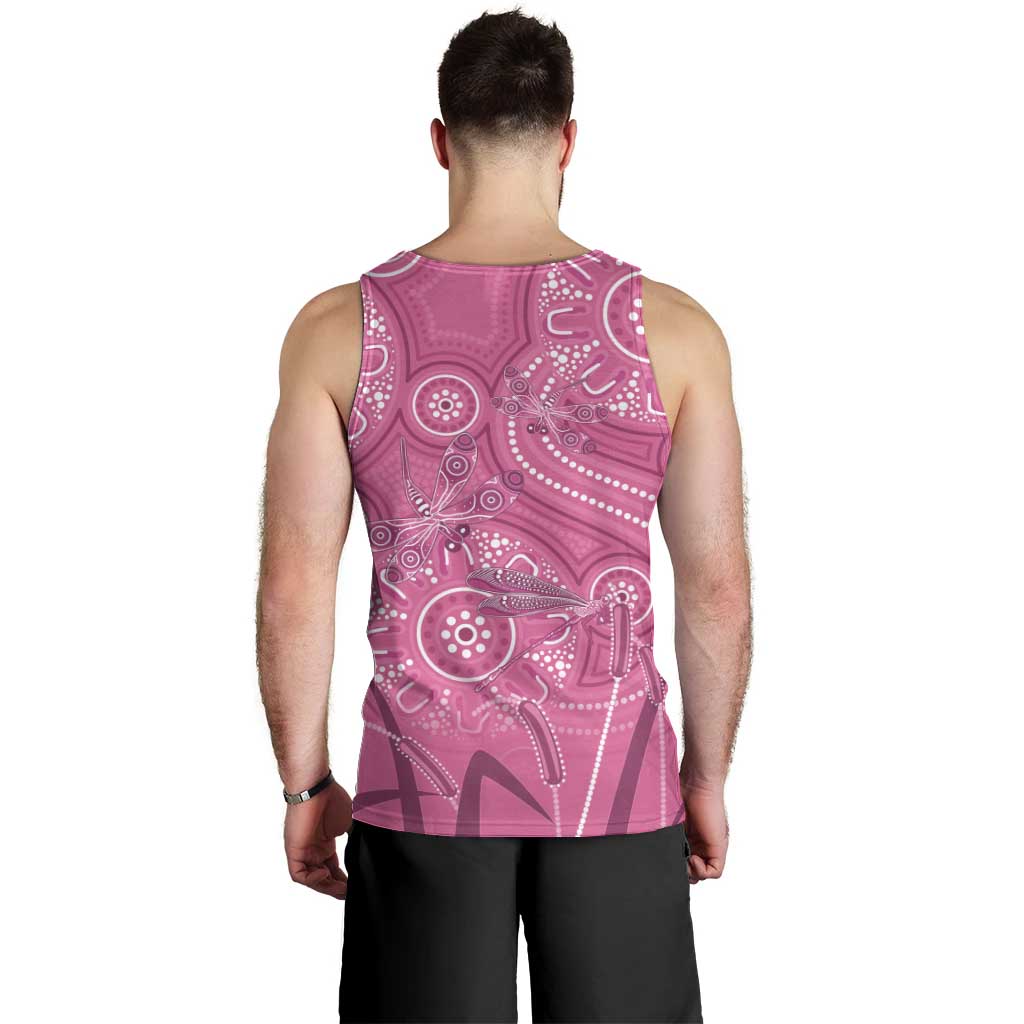 Australia Indigenous Pink Month Men Tank Top Breast Cancer Aboriginal Dragonflies Ribbon - Vibe Hoodie
