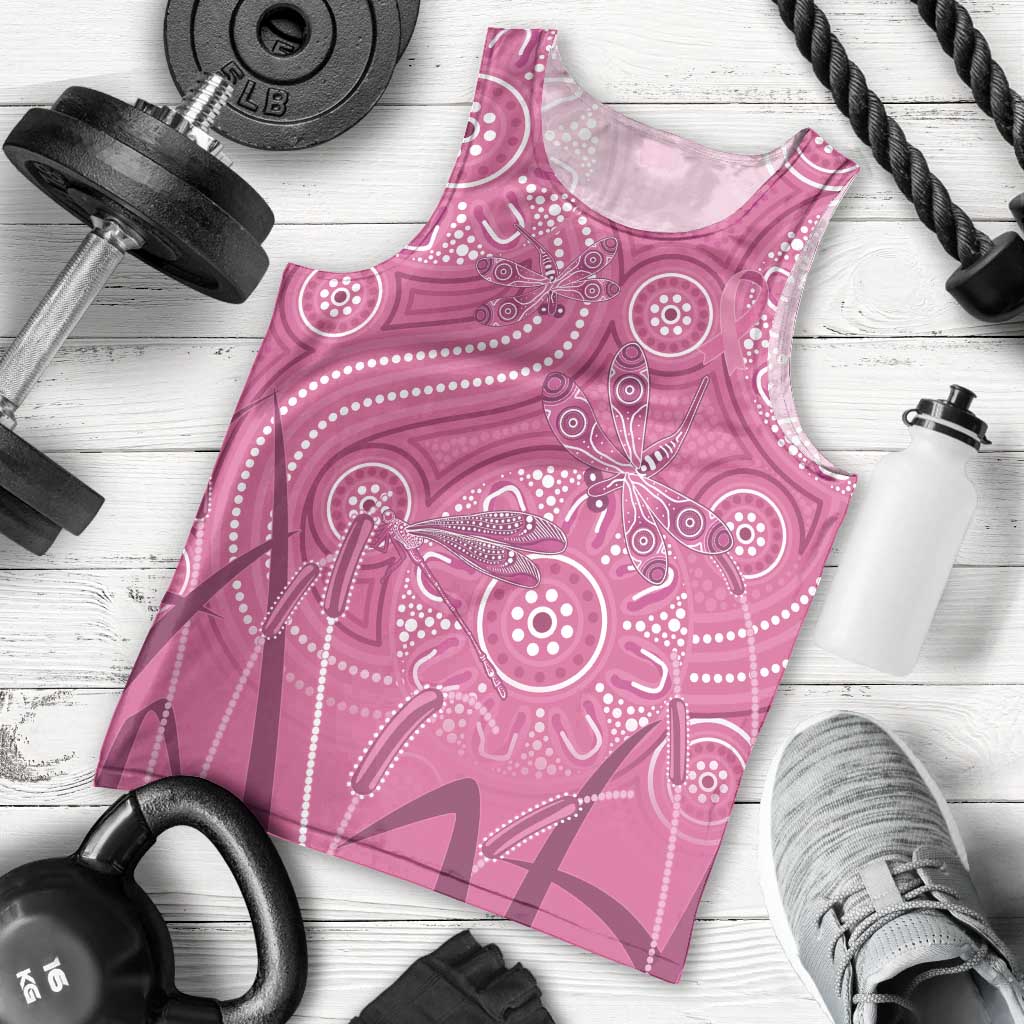 Australia Indigenous Pink Month Men Tank Top Breast Cancer Aboriginal Dragonflies Ribbon - Vibe Hoodie