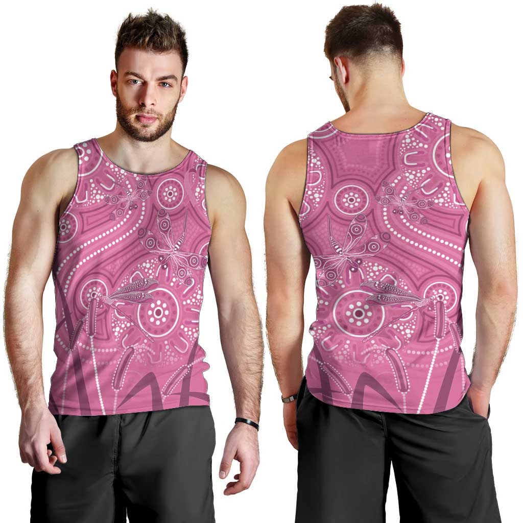 Australia Indigenous Pink Month Men Tank Top Breast Cancer Aboriginal Dragonflies Ribbon - Vibe Hoodie