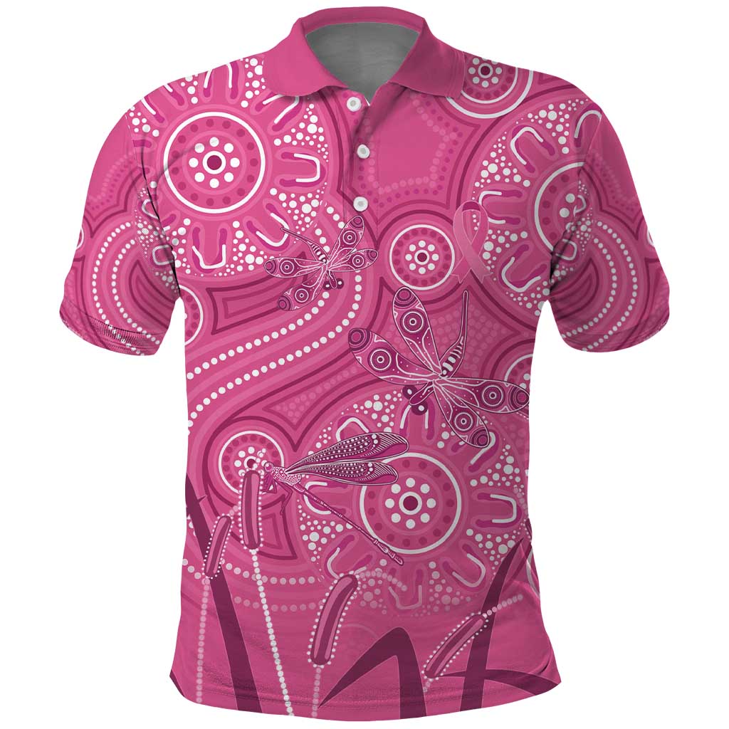 Australia Indigenous Pink Month Polo Shirt Breast Cancer Aboriginal Dragonflies Ribbon - Vibe Hoodie
