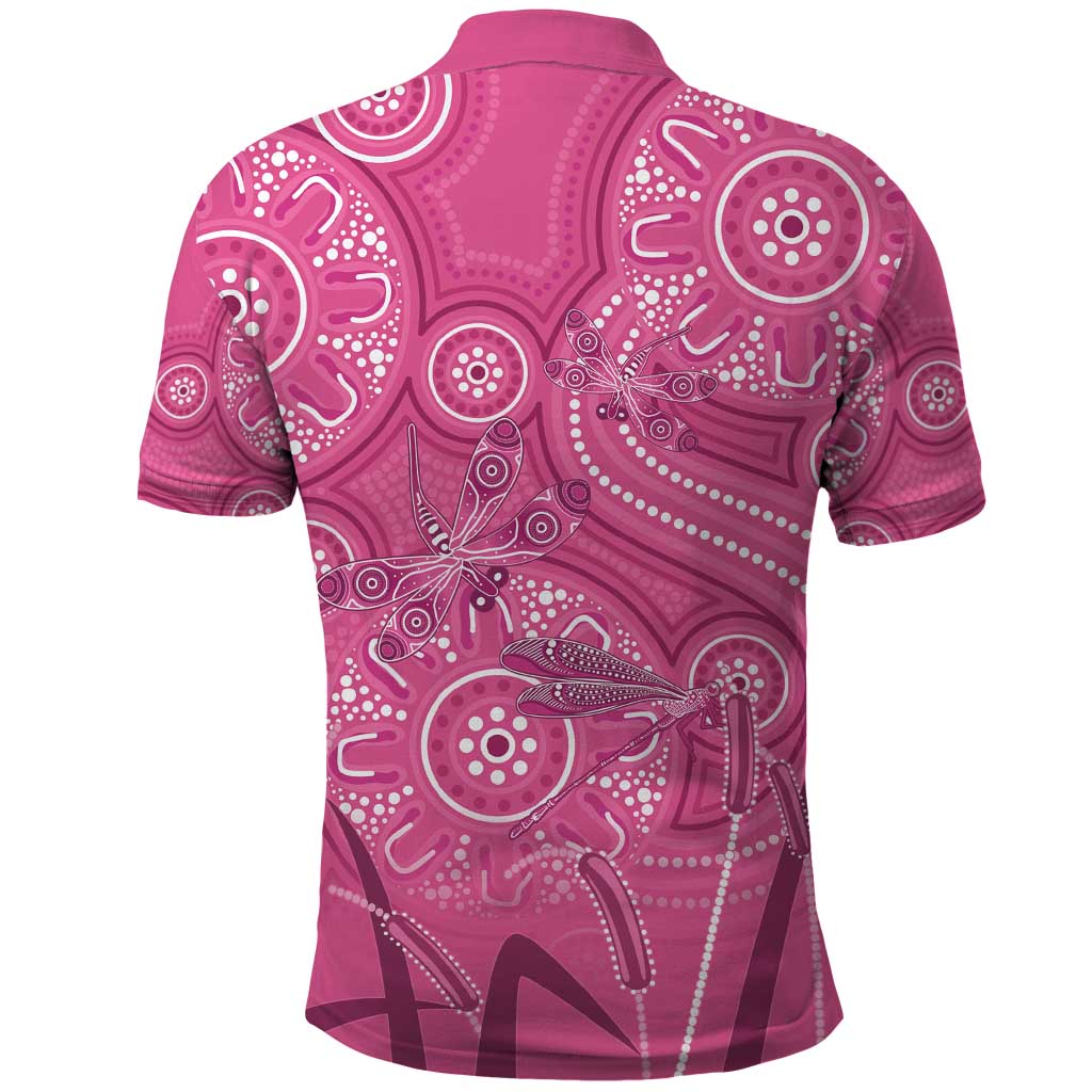 Australia Indigenous Pink Month Polo Shirt Breast Cancer Aboriginal Dragonflies Ribbon - Vibe Hoodie