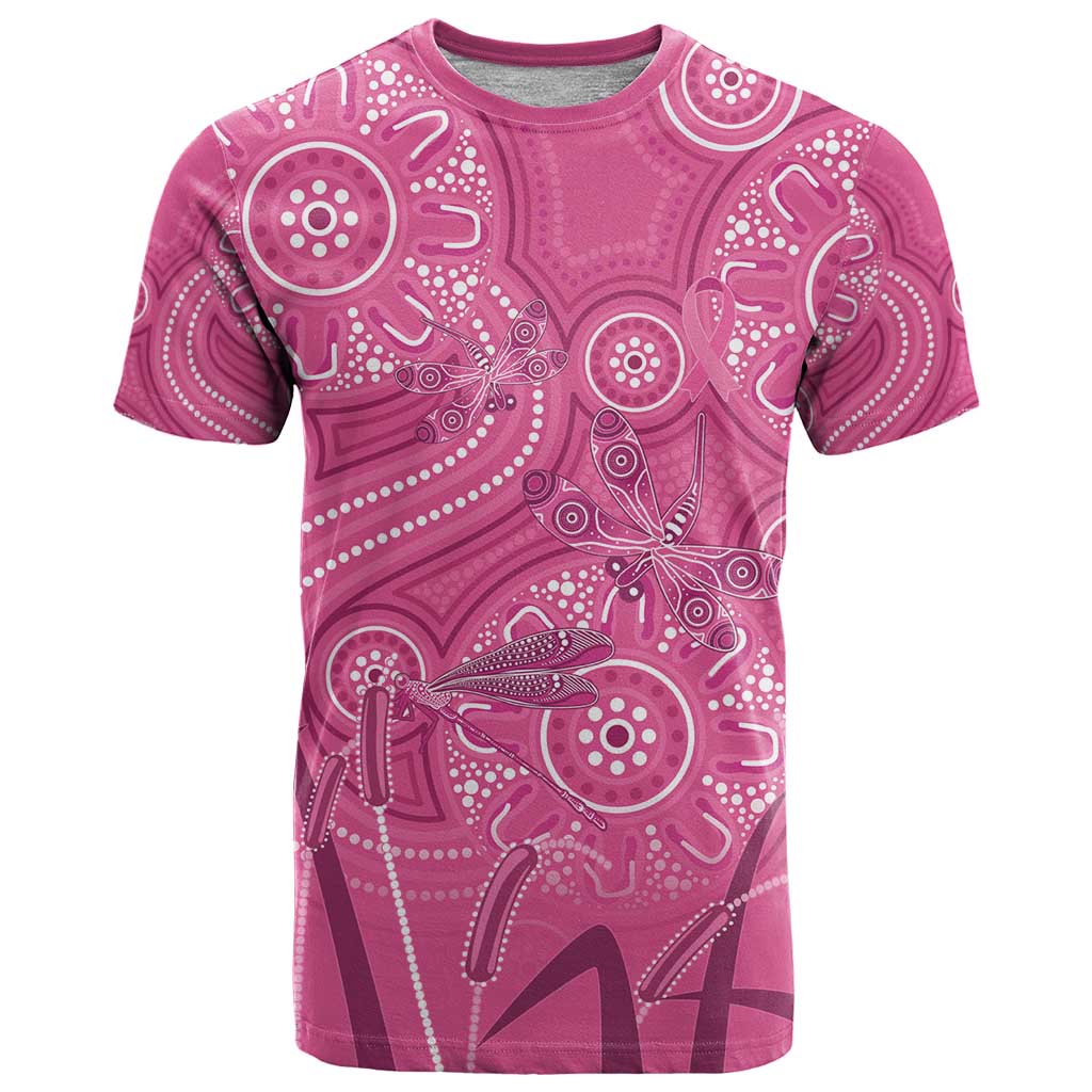 Australia Indigenous Pink Month T Shirt Breast Cancer Aboriginal Dragonflies Ribbon - Vibe Hoodie