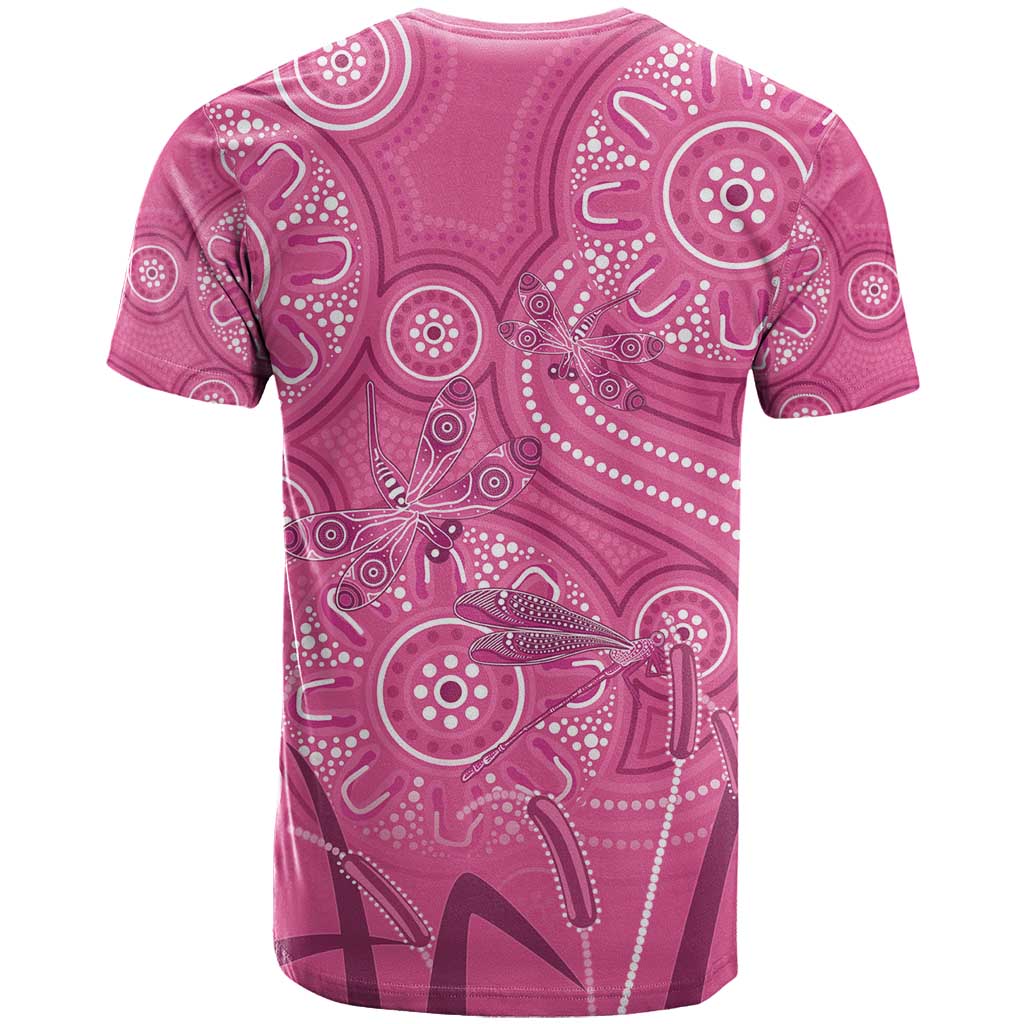 Australia Indigenous Pink Month T Shirt Breast Cancer Aboriginal Dragonflies Ribbon - Vibe Hoodie